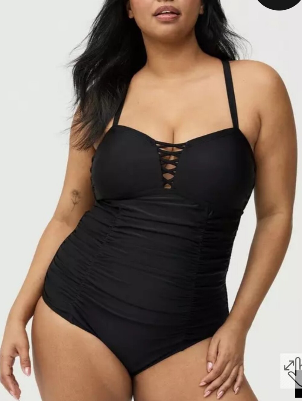 NWOT Torrid Black Lace-Up Ruched One-Piece Swim